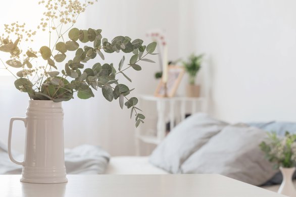 eucalyptus-and-gypsophila-in-jug-in-white-bedroom